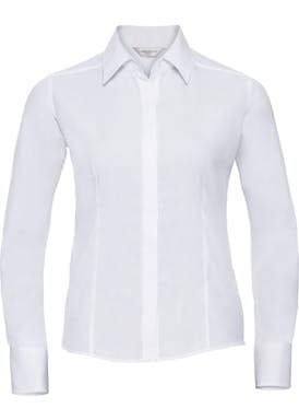 Russell Long Sleeve Fitted Polycotton Poplin Shirt Dames