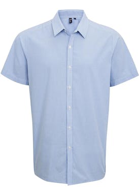 Premier Men´s Microcheck (Gingham) Short Sleeve Cotton Shirt
