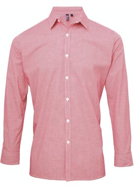 Premier Men´s Microcheck (Gingham) Long Sleeve Cotton Shirt