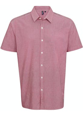 Premier Men´s Microcheck (Gingham) Short Sleeve Cotton Shirt