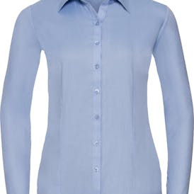 Russell Long Sleeve Tailored Herringbone Shirt Dames