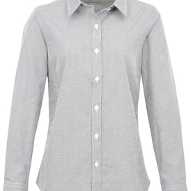 Premier Women´s Microcheck (Gingham) Long Sleeve Cotton Shirt